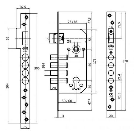 CERRADURA 338-50/85 LATONADO - Imagen 4