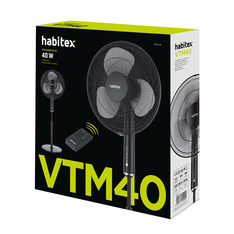 VENTILADOR PIE M.VTM 40. NEGRO. HABITEX - Imagen 2