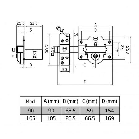 CERROJO ALTA SEGURIDAD 1 PLUS 90 X 154 CROMO - Imagen 4