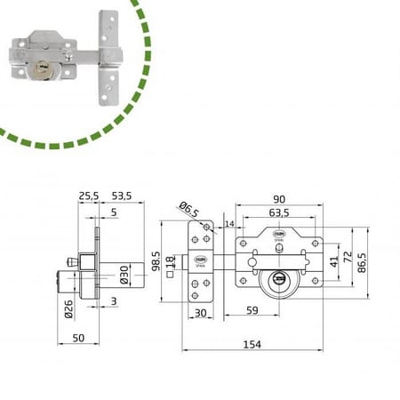 CERROJO ALTA SEGURIDAD 4 PLUS 90 X 154 CROMADO - Imagen 7
