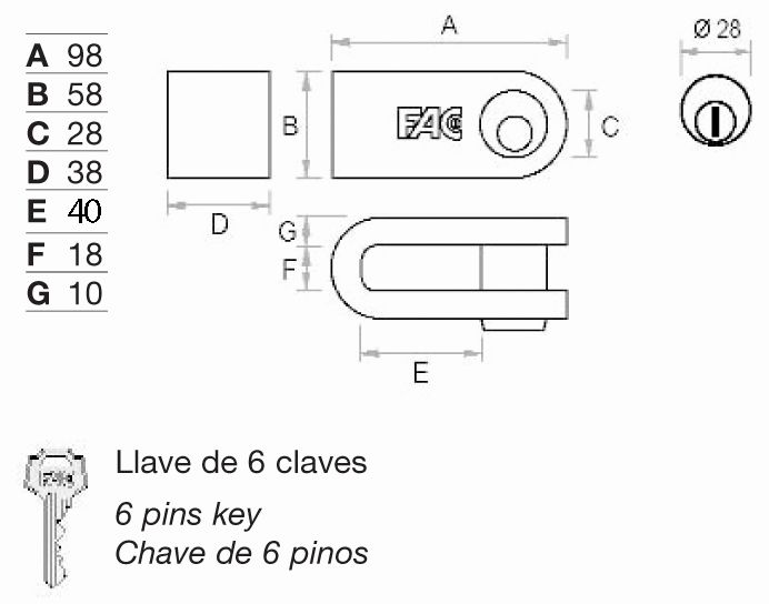 CANDADO 506/40 UNIDAD R 02301 - Imagen 2
