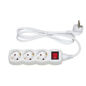 BASE 3 TOMAS TT INTERRUPTOR CABLE 15M 3G1 BLANCO