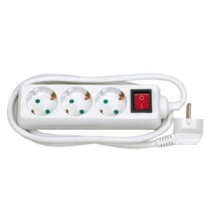 BASE 3 TOMAS TT INTERRUPTOR CABLE 2M 3G1 BLANCO