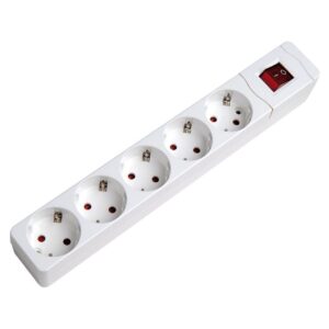 BASE 5 TOMAS CON TT INTERRUPTOR BLANCO