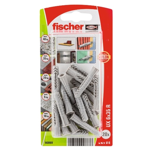 Taco universal Fischer UX 6 x 35 R K con reborde