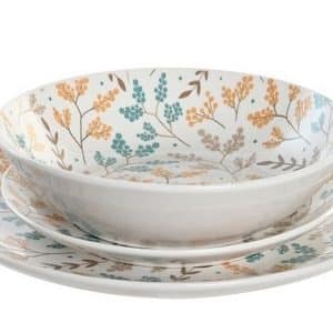 VAJILLA SET 18 PORCELANA 26,5X26,5X2,6 FLORAL