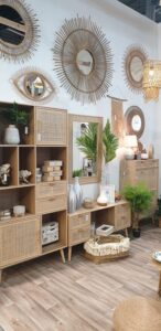 decoración espejos mimbre