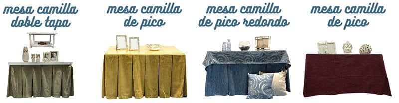 tipos de mesas de camilla